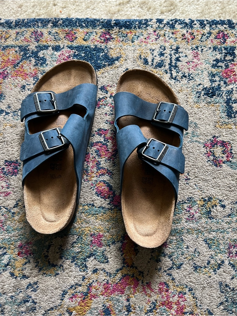 Birkenstock Blue Double-Buckle Slide Sandals